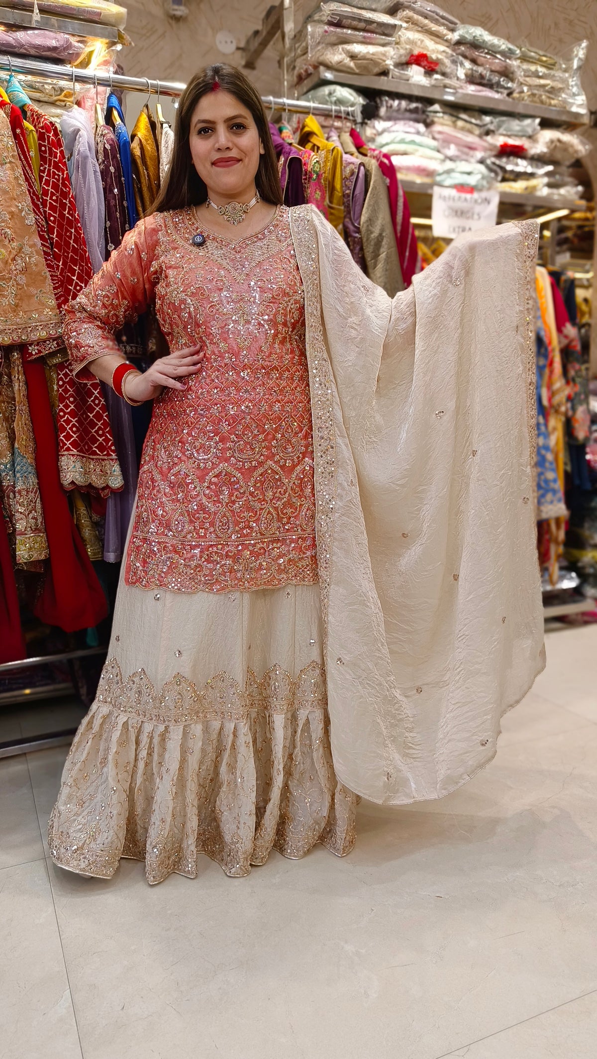 ROYAL HANDWORK WITH IVORY FARSHI LEHENHA