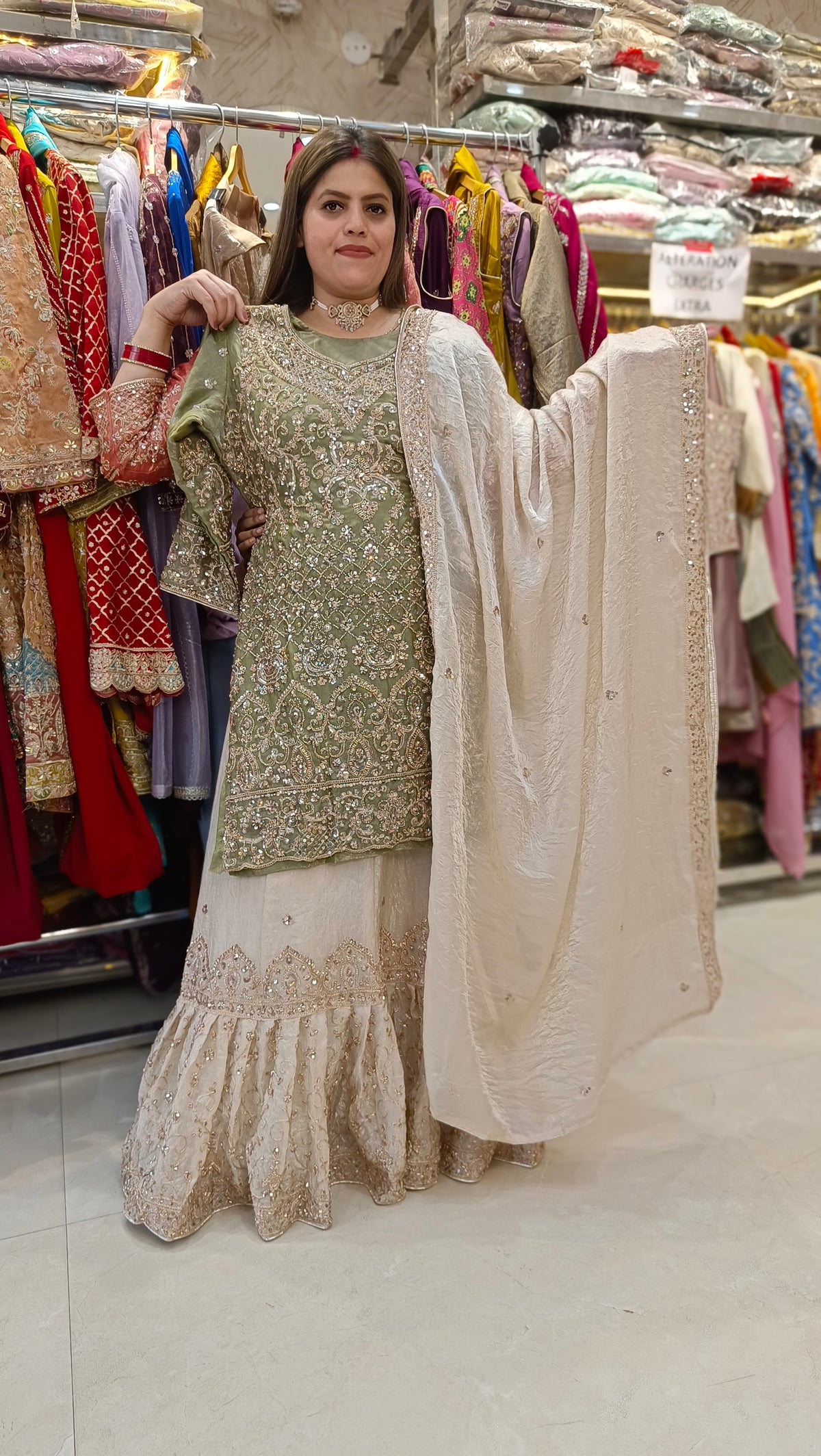 ROYAL HANDWORK WITH IVORY FARSHI LEHENHA