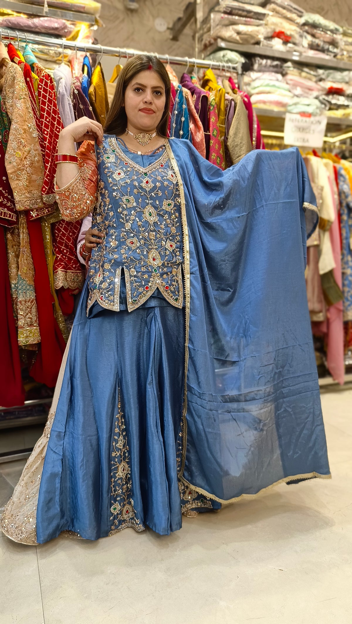 RUBICONE HANDWORK DESIGN WITH KASHMIRI PLAZZO