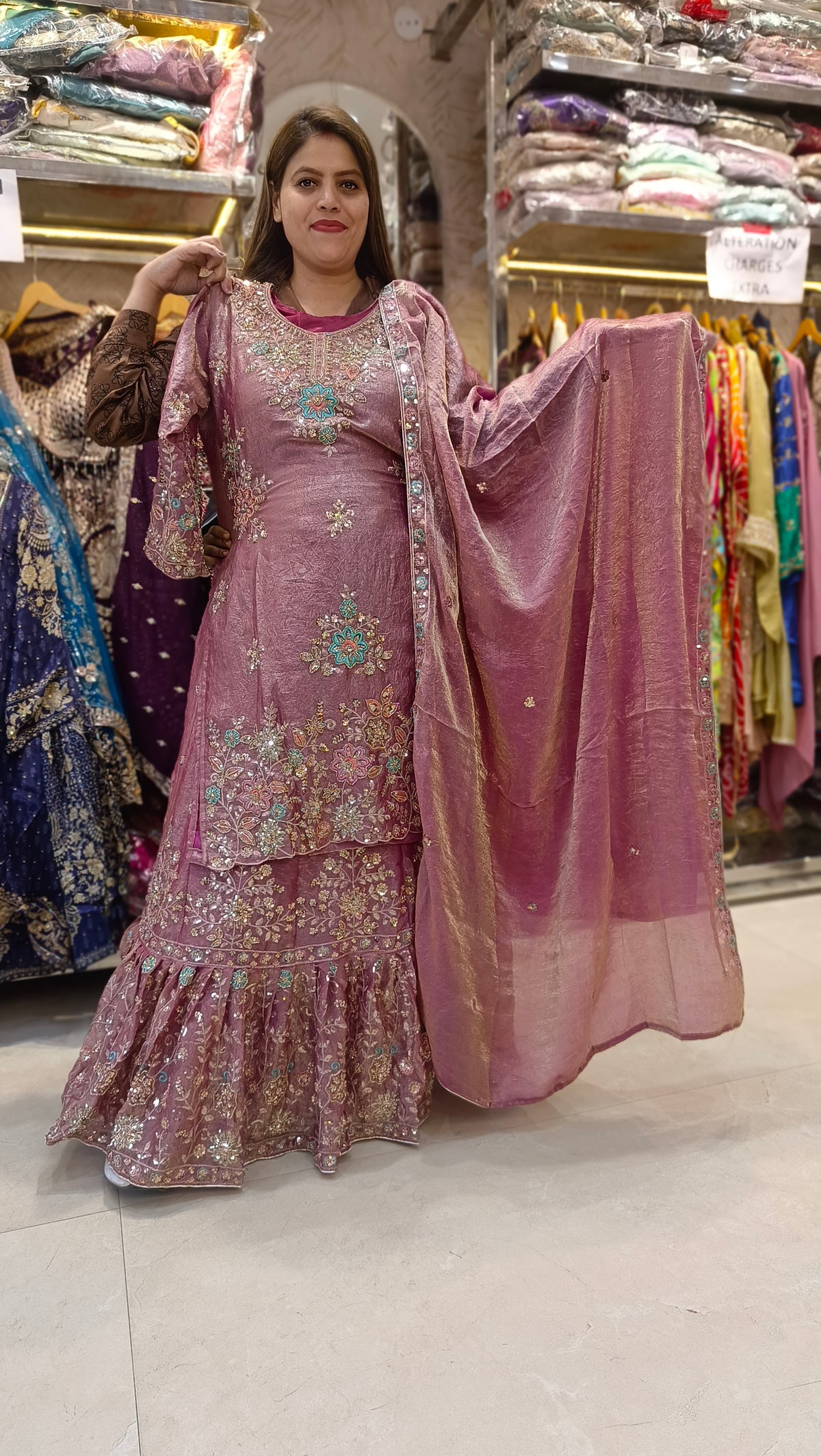 Farshi Lehenga With Handwork Available in 4 Color