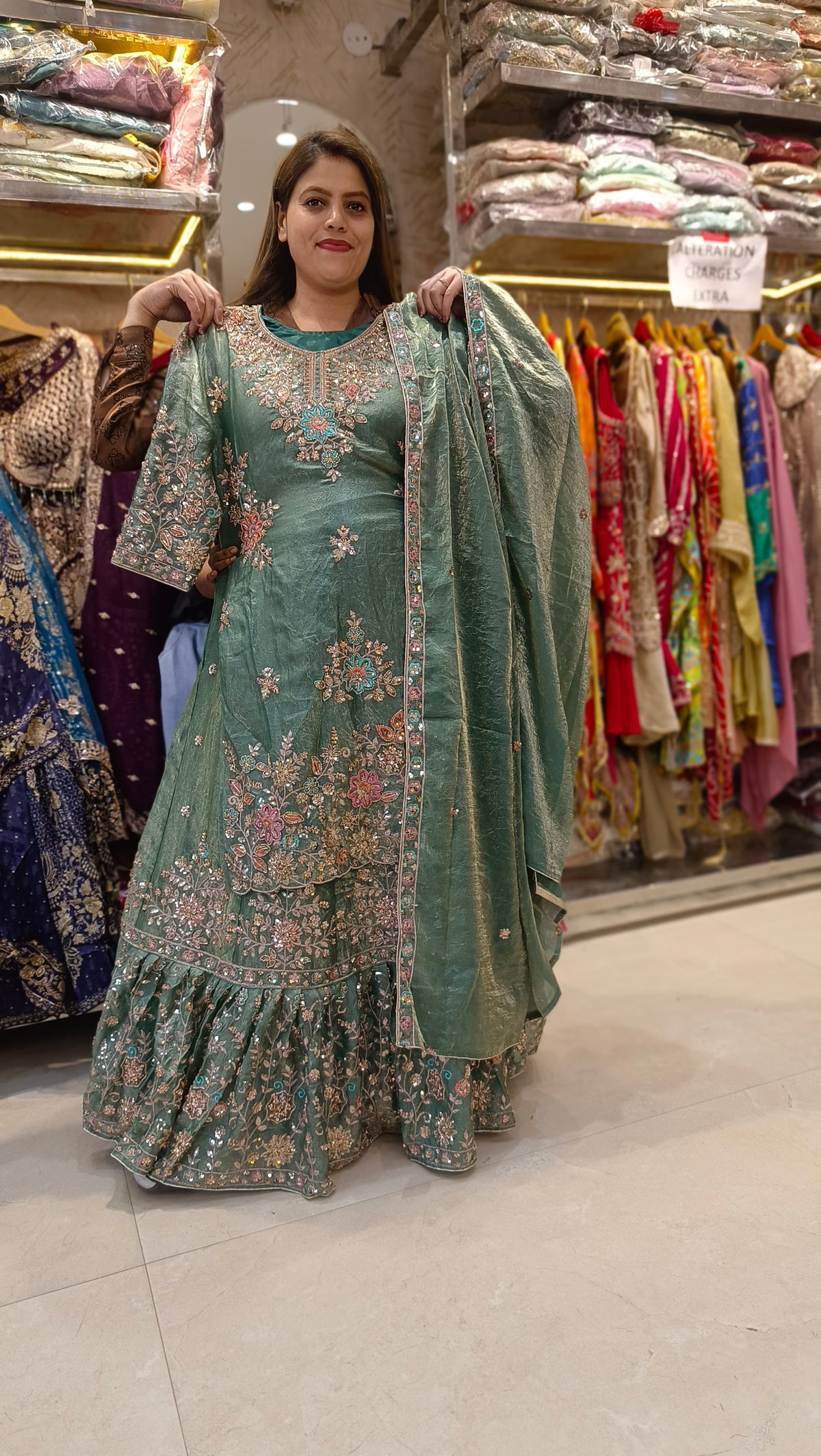 Farshi Lehenga With Handwork Available in 4 Color