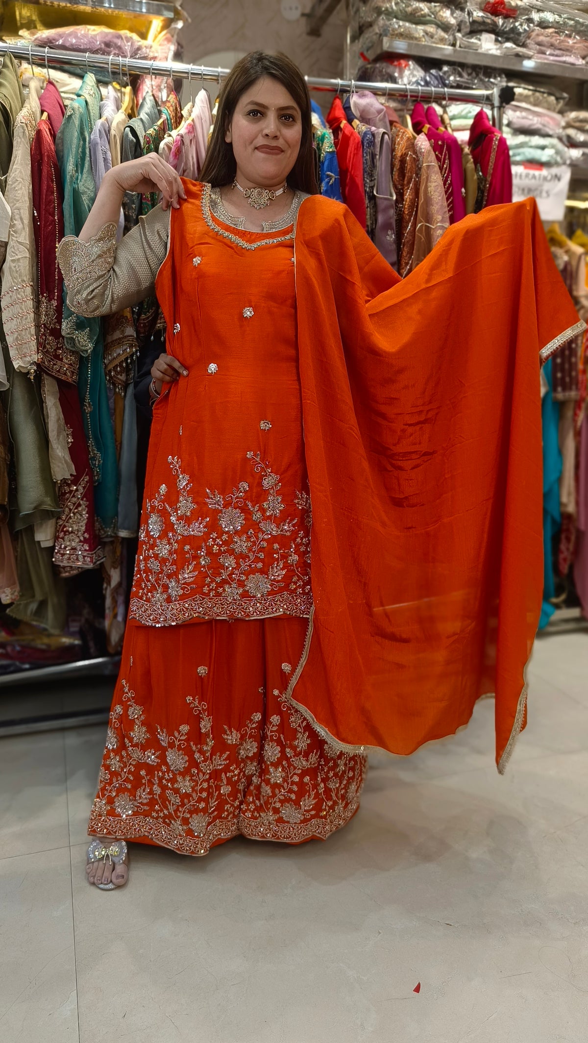 BEAUTIFUL SILVER SIPPI WORK DESIGN JAFFA SUIT