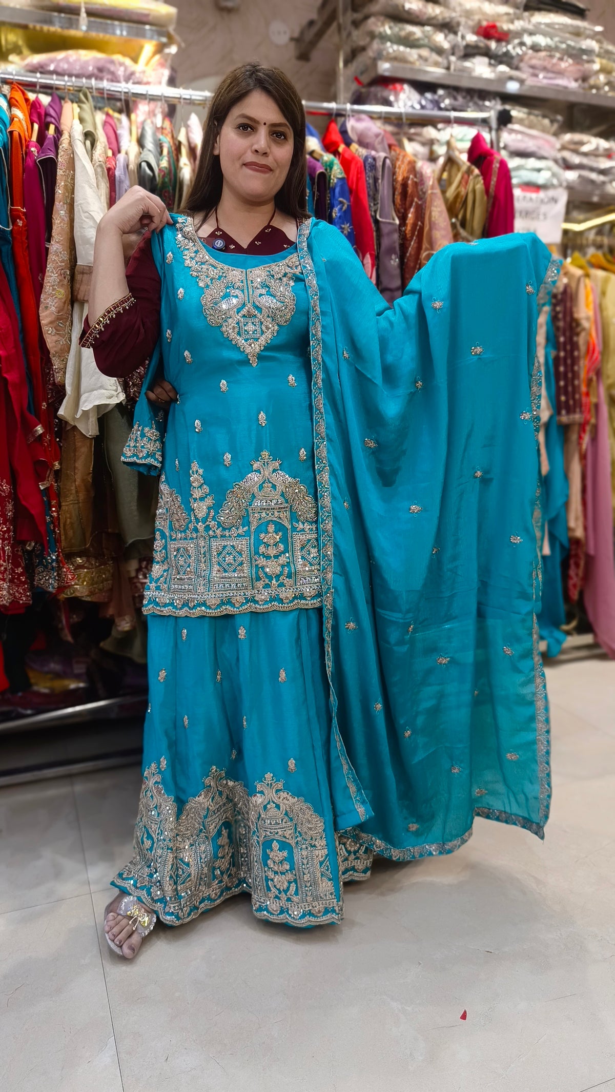 TAJ MEHAL HANDWORK DESIGN JAFFA SUIT