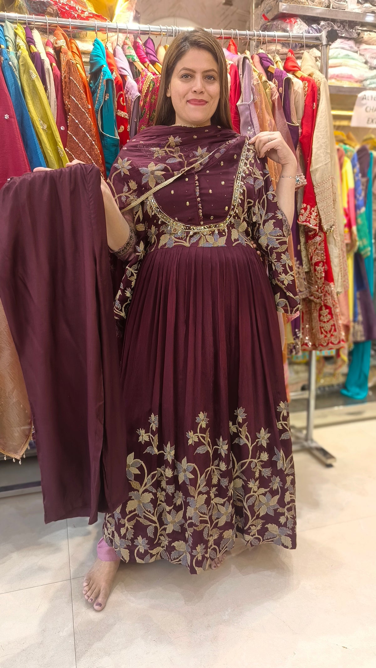 MEHROON INSTA VIRAL DESIGN ANARKALI