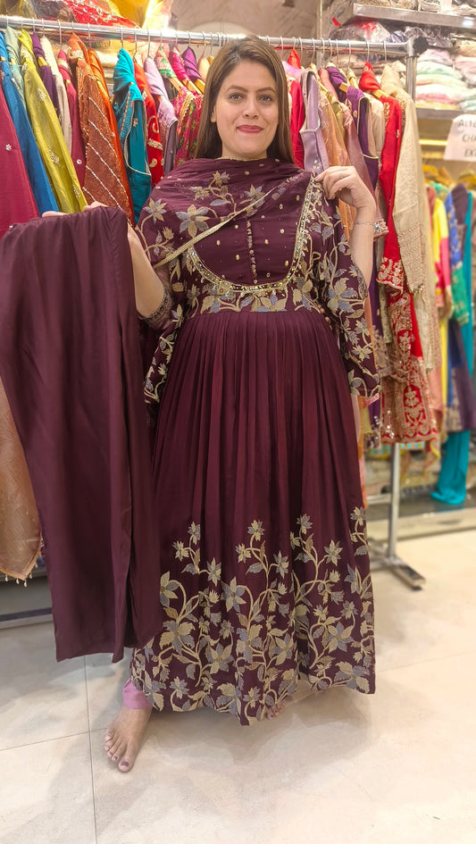 MEHROON INSTA VIRAL DESIGN ANARKALI