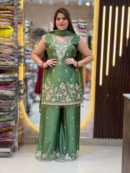 PURE CHINON PEARL AND SIPI WORK JAFFA SUIT