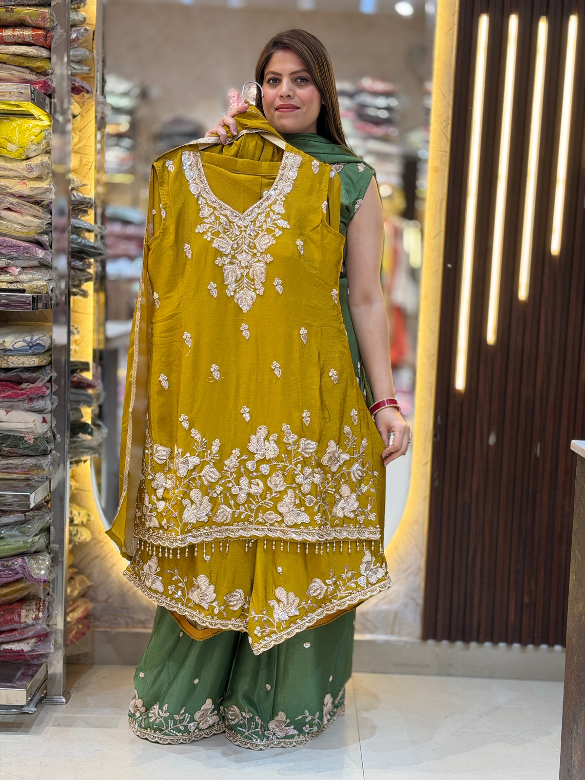 PURE CHINON PEARL AND SIPI WORK JAFFA SUIT