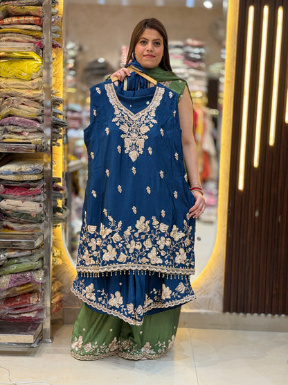 PURE CHINON PEARL AND SIPI WORK JAFFA SUIT