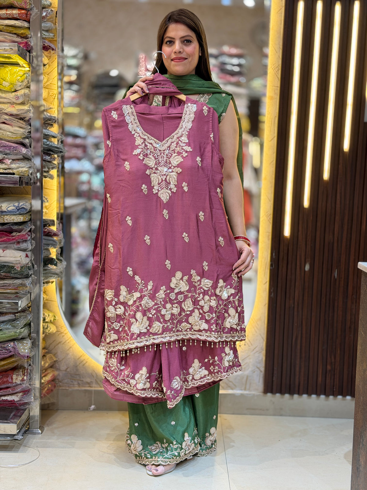 PURE CHINON PEARL AND SIPI WORK JAFFA SUIT