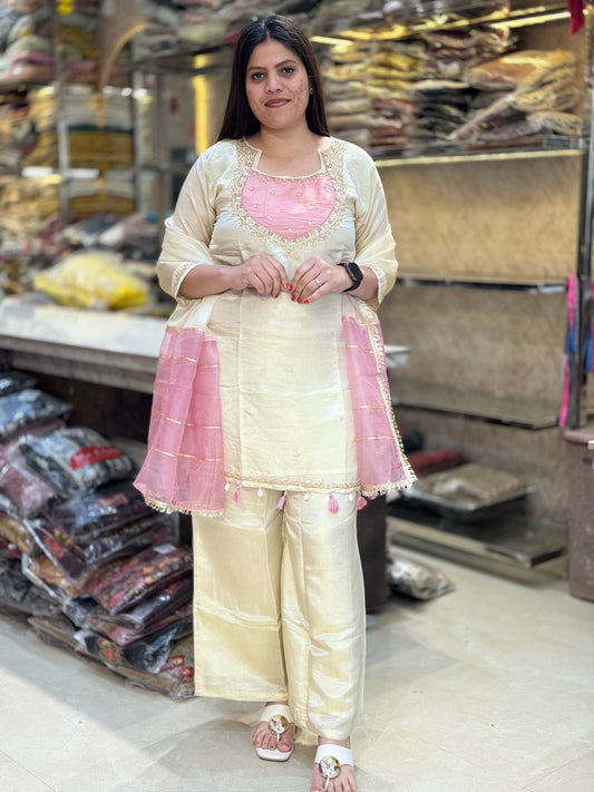 PREMIUM RUSHIAN SILK HANDWORK BUSTIER SUIT