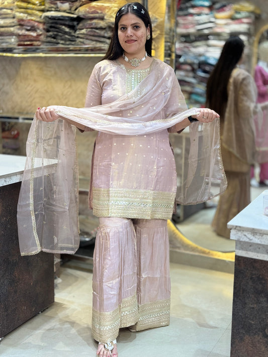 PREMIUM RUSHIAN SILK DESIGNER SHRARA SUIT