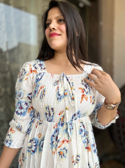 Flower Print Cotton Dress (Article No 1024)