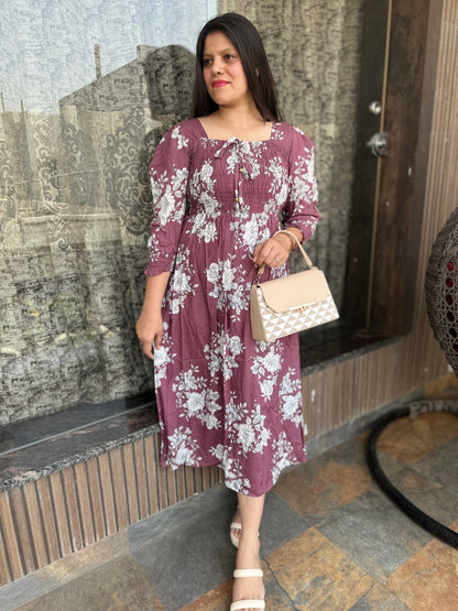 Flower Print Cotton Dress (Article No 1024)