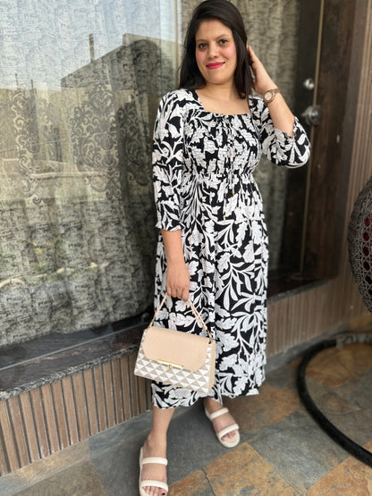 Flower Print Cotton Dress (Article No 1024)