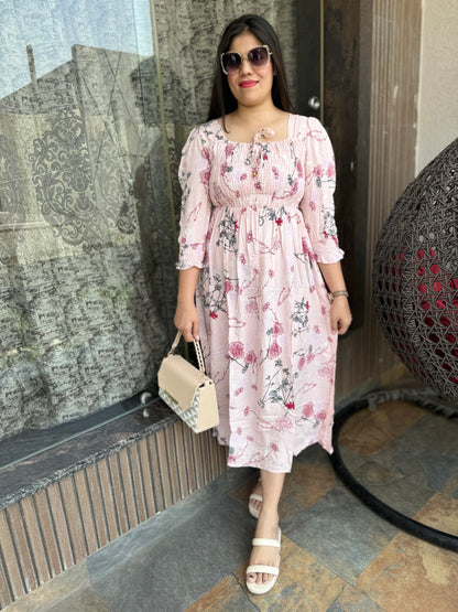 Flower Print Cotton Dress (Article No 1024)