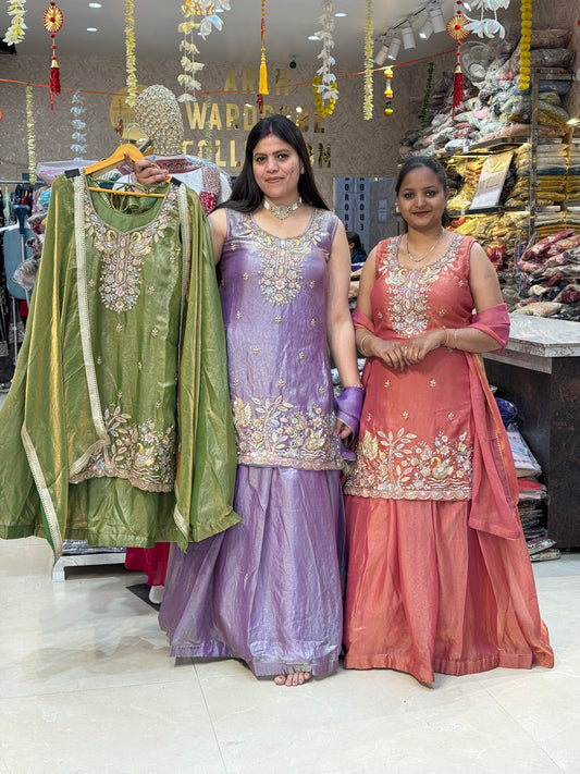 PREMIUM FANDY SILK FULL TILLA AND SIPPI WORK SHORT KURTI WITH BEAUTIFUL LEHENGA