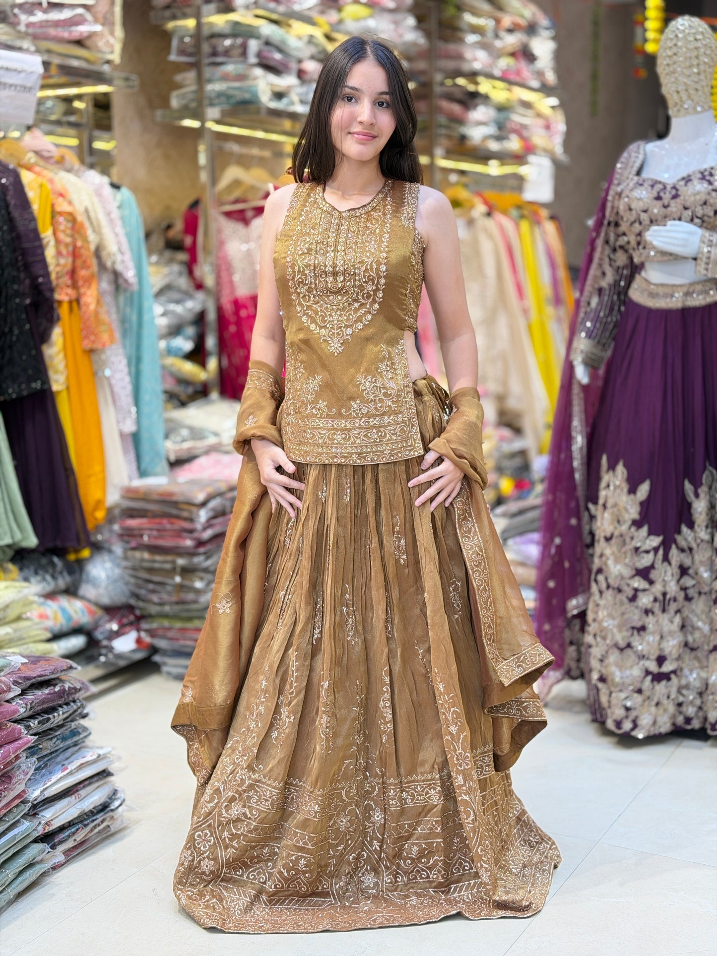 GOLDEN PREMIUM DESIGNER LEHENGA
