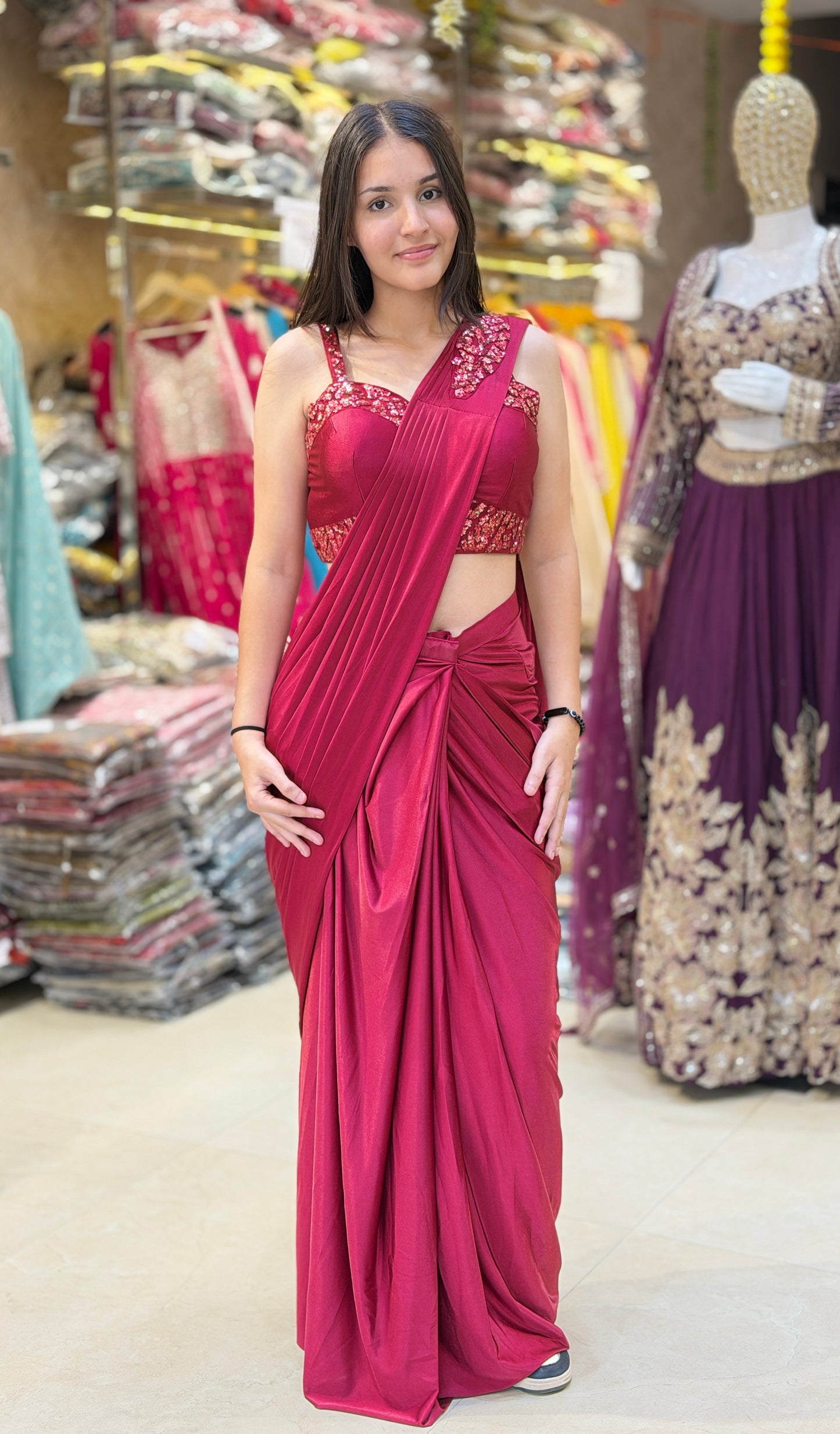 LYCRA Designer Ready to Wear Saree