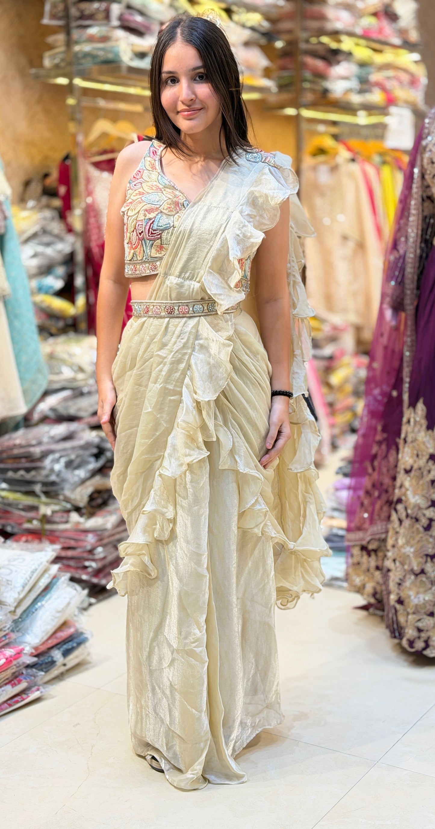 READY TO WEAR SAREE IN RASSIAN SILK