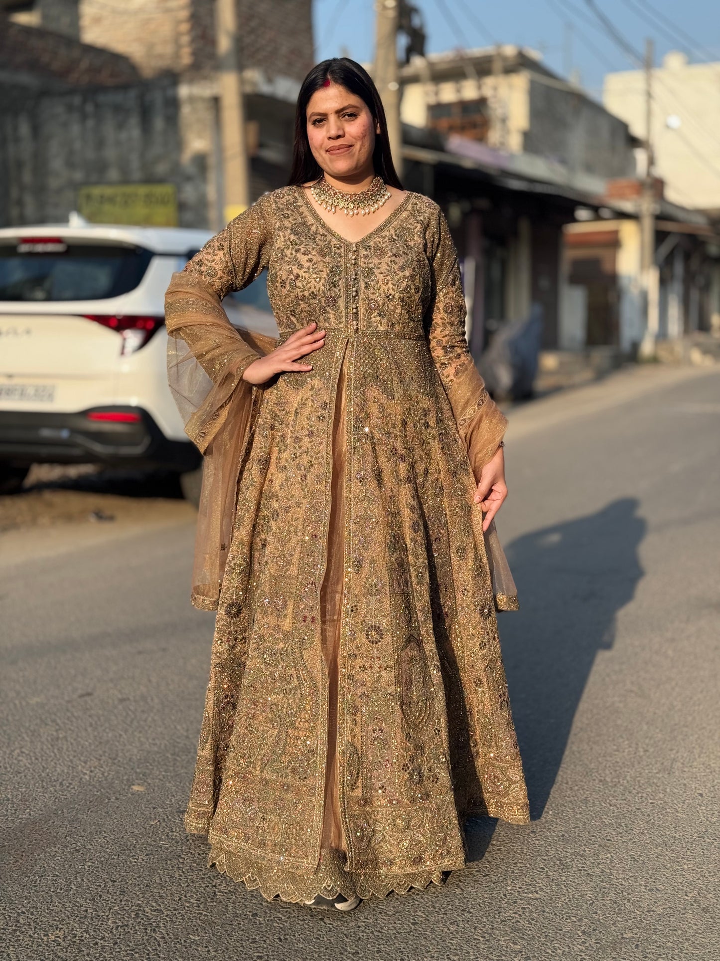 Golden Glam Front Cut Lehenga