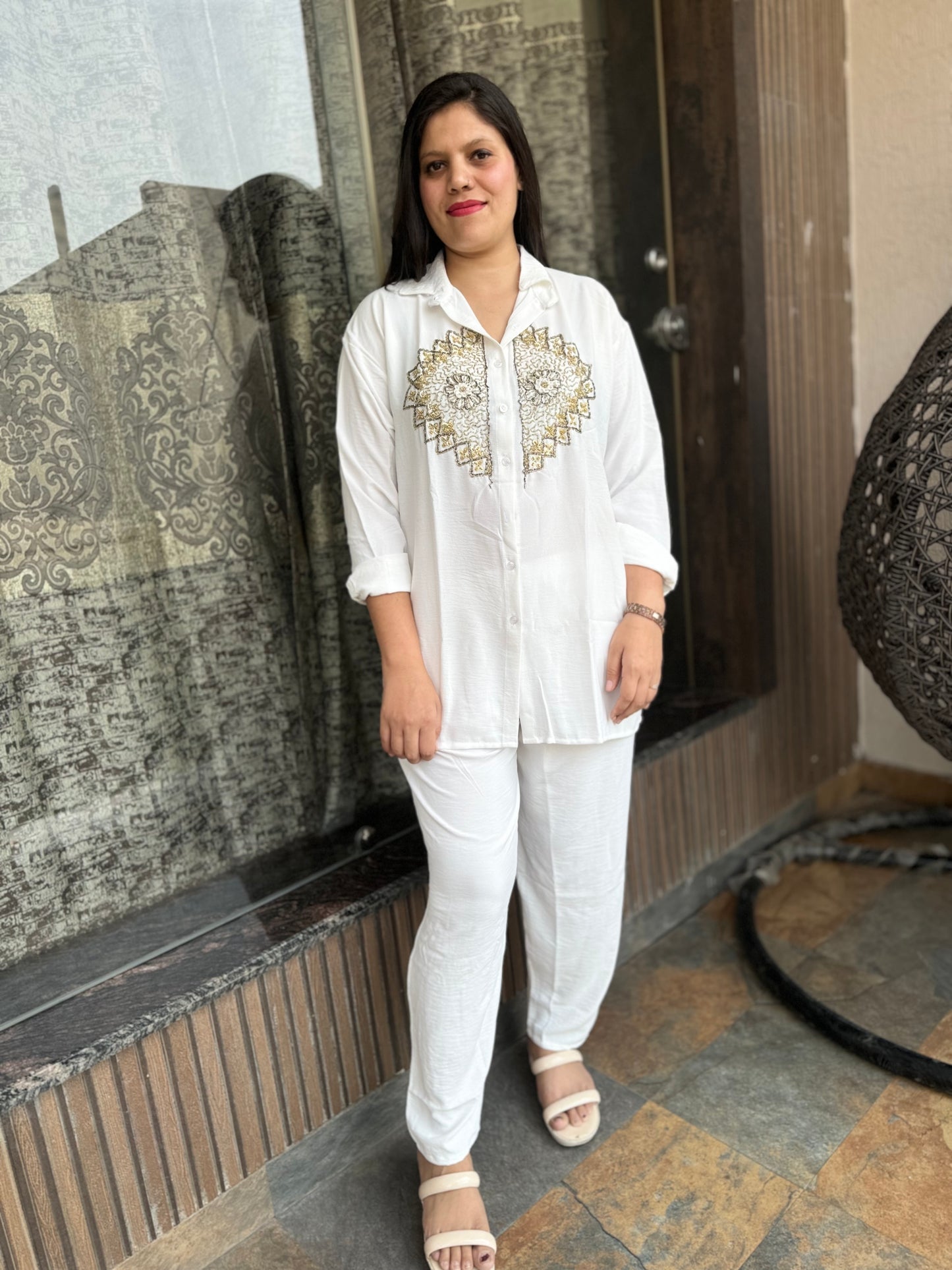 Embroidered Plus Size Cord Set (Cord 008)