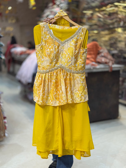 YELLOW WEDDING WEAR DESIGNER JAFFA SUIT