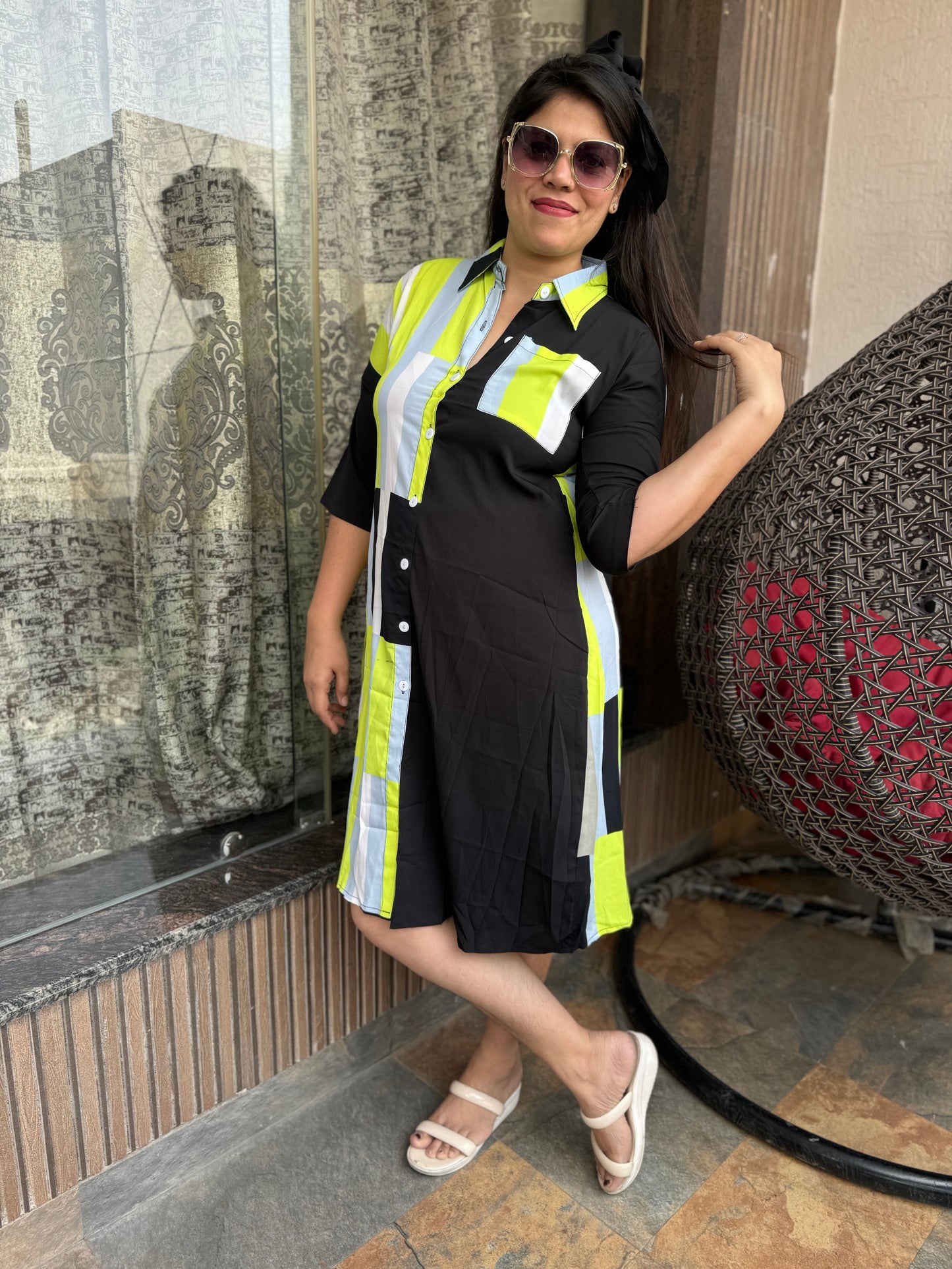 Neon Black A-Line Dress (Dress 008)