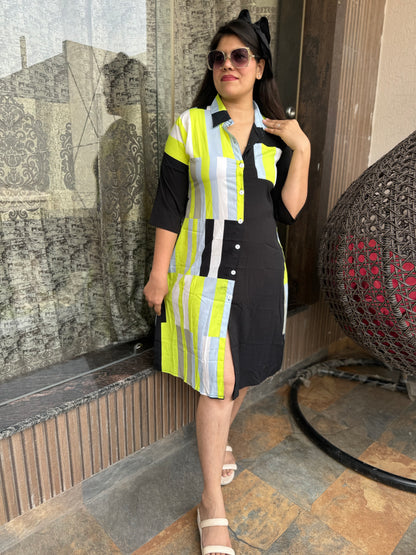 Neon Black A-Line Dress (Dress 008)