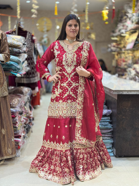 PARTY WEAR FANDY SILK ORIGNAL MIRRIR WORK FULL FAIR LEHENGA