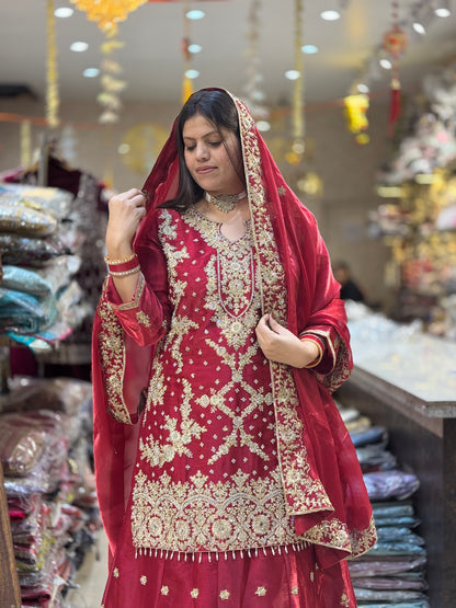PARTY WEAR FANDY SILK ORIGNAL MIRRIR WORK FULL FAIR LEHENGA