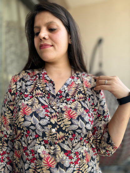 Leaf Kurta Pant Cord Set (Cord 010)