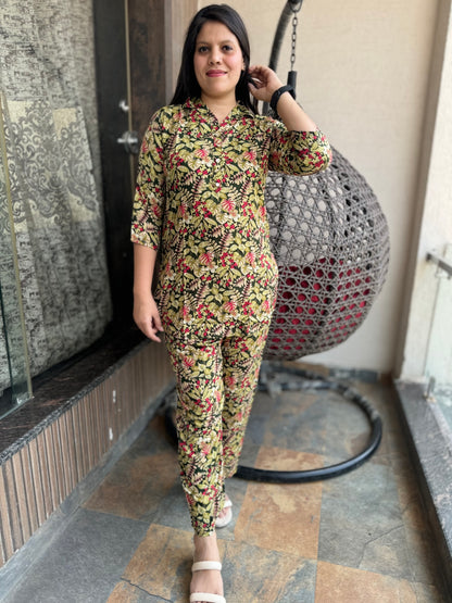 Leaf Kurta Pant Cord Set (Cord 010)