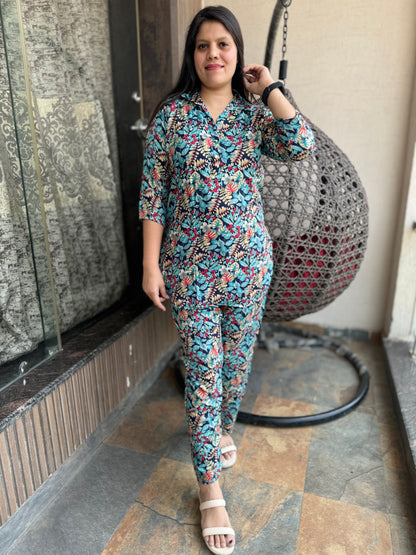 Leaf Kurta Pant Cord Set (Cord 010)