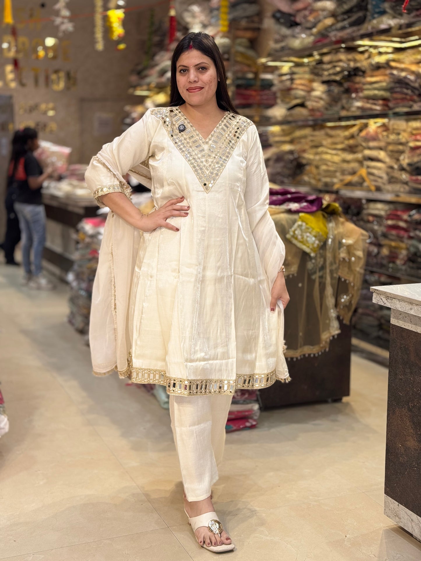PREMIUM RUSHIAN SILK TRENDING PEMPLUM DESIGN SUIT