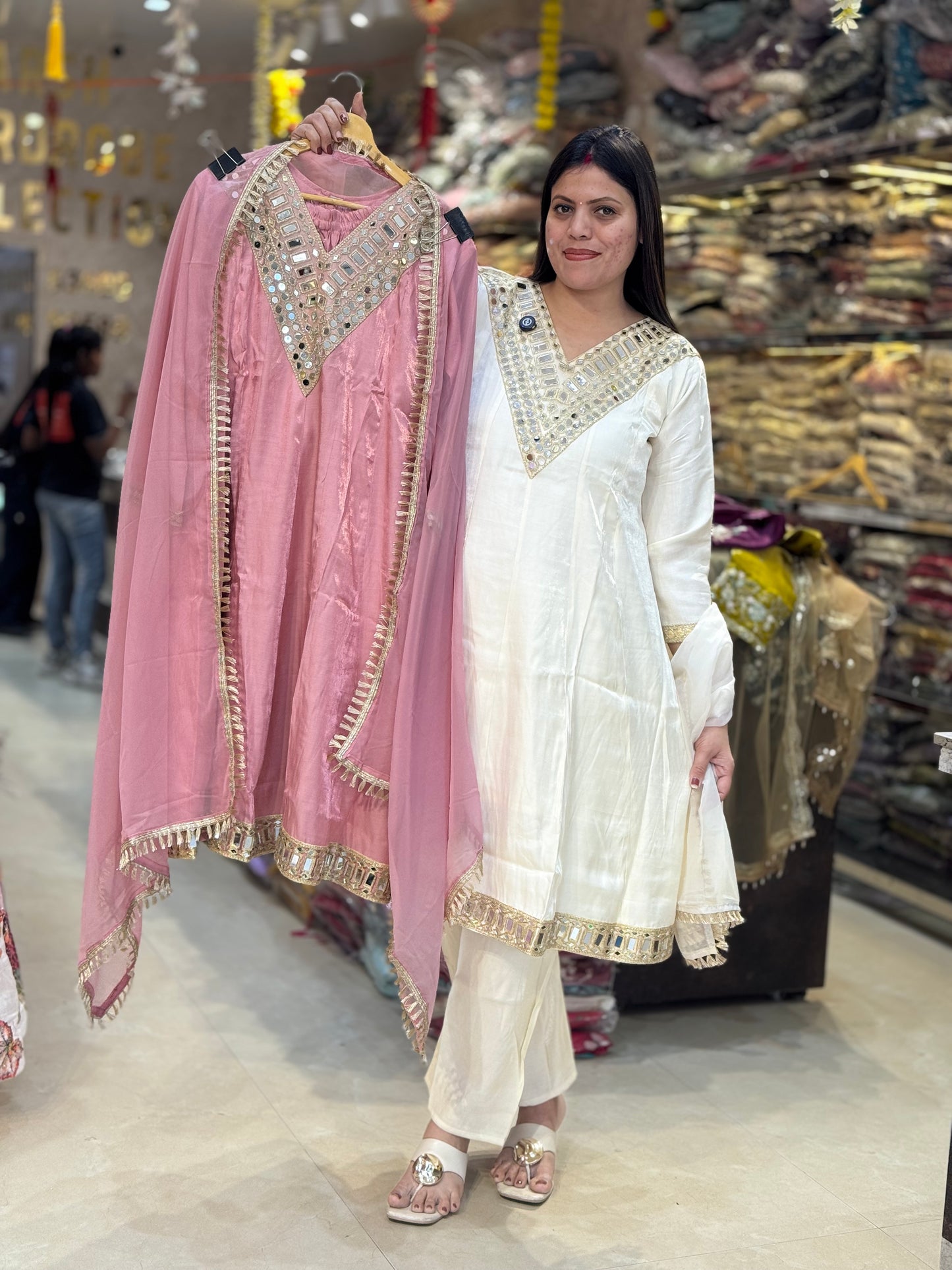 PREMIUM RUSHIAN SILK TRENDING PEMPLUM DESIGN SUIT