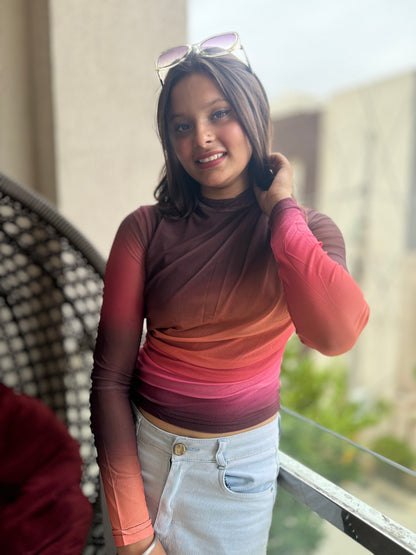 Gradient Long Sleeves Top