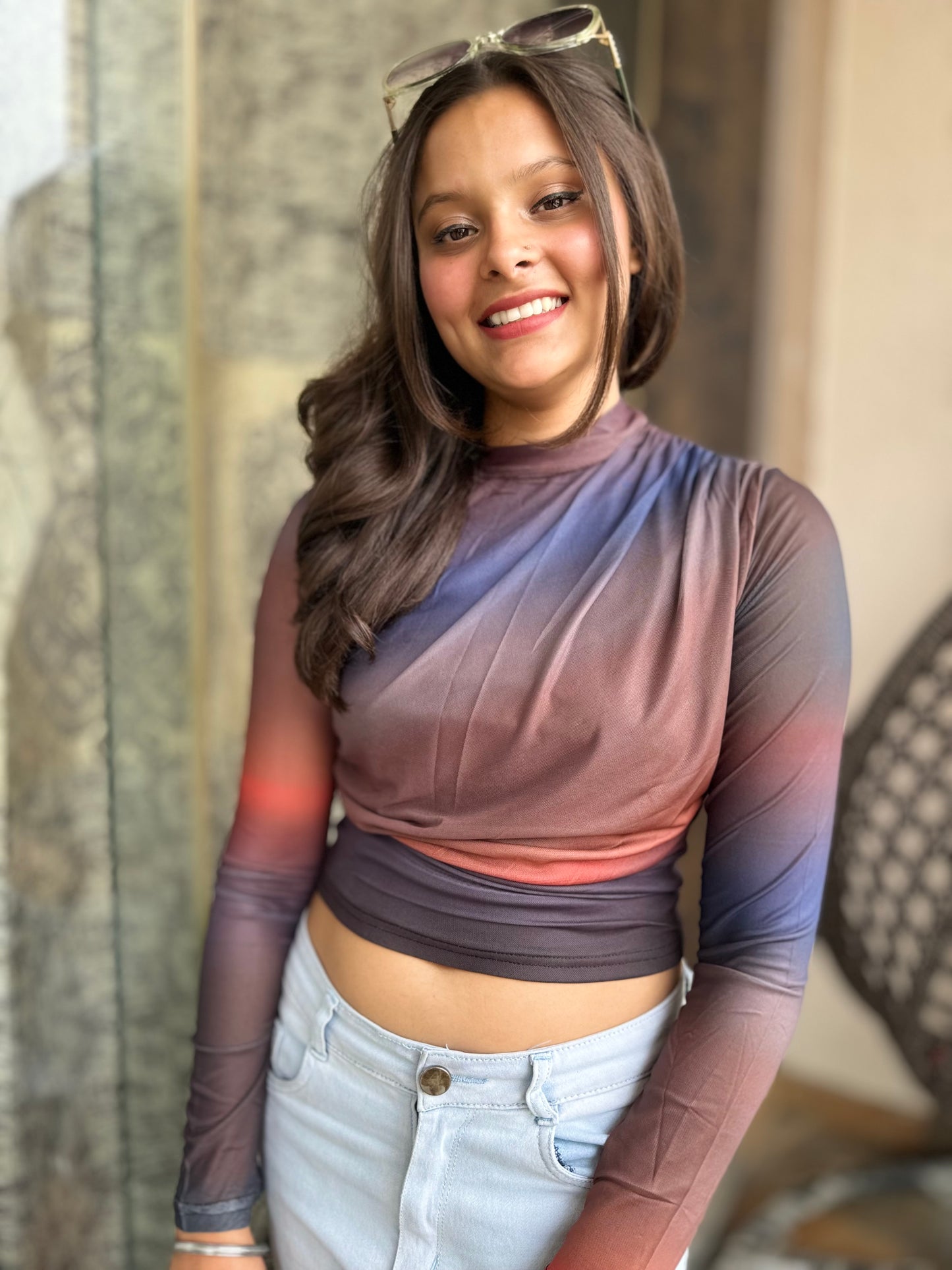 Gradient Long Sleeves Top