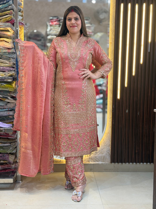 PREMIUM FULL HEAVY WORK ORIGNAL PEARL WORK DESIGNER SUIT