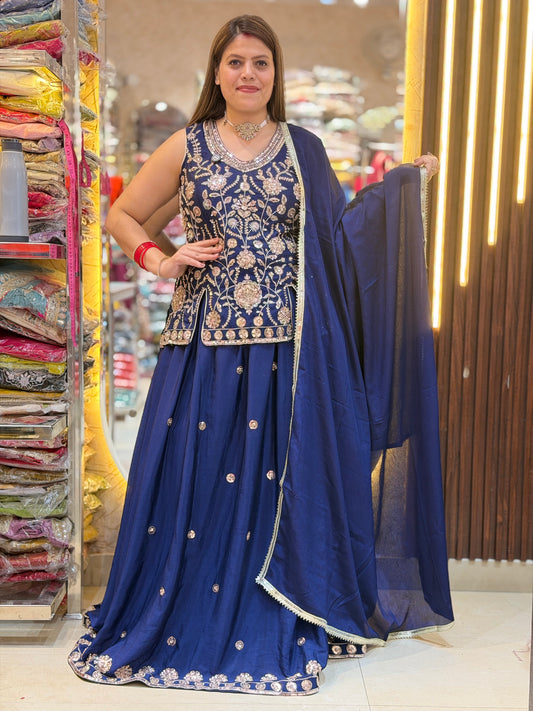 WEDDING WEAR FULL HANDWORK CHINON LEHENGA