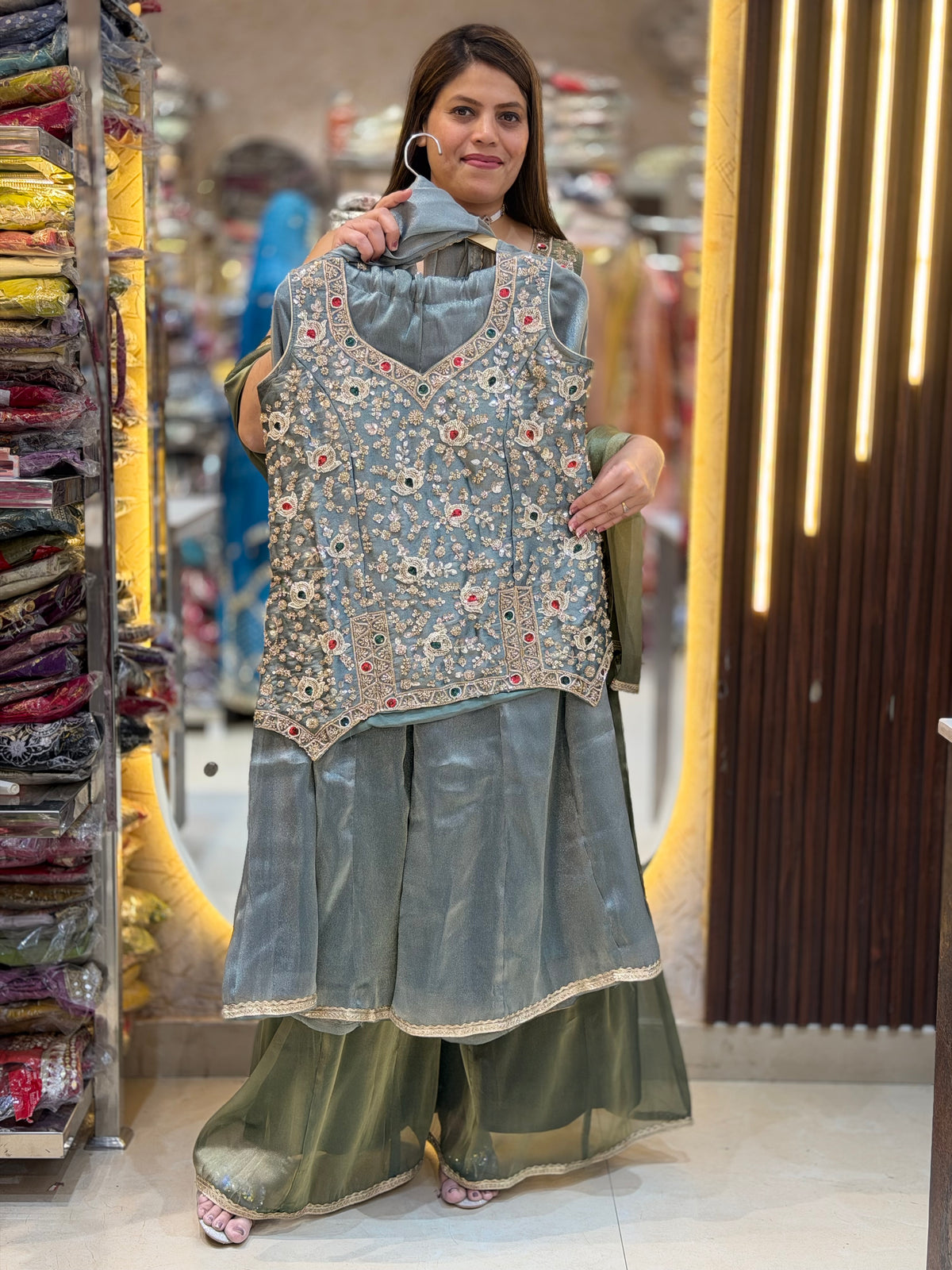 RUBICONE SHORT TOP WITH FULL FLAIR LEHENGA