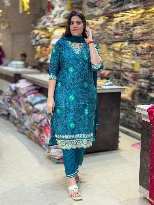 BANDHANI SUIT WITH PREMIUM COTTON