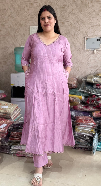 DABBU COTTON SUIT WITH THREAD WORK ON NECK & POCKET