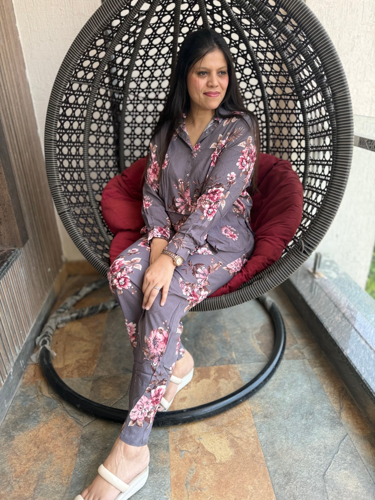Poplin Floral Printed Cordset