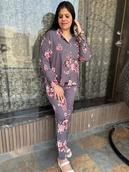 Poplin Floral Printed Cordset