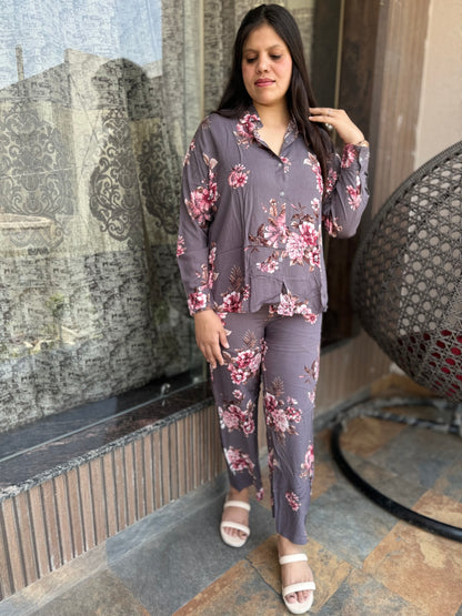 Poplin Floral Printed Cordset