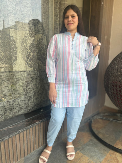 Multi Colour Line Pathani Cordset