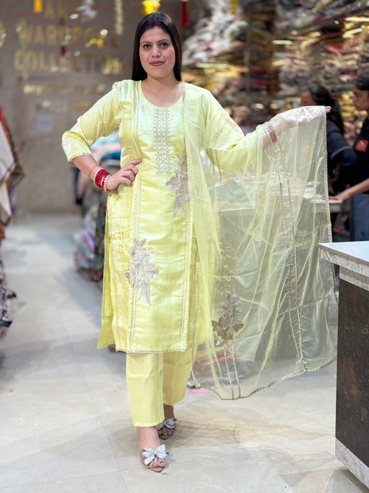 LEMON PURE RUSHIAN SILK DESIGNER SUIT
