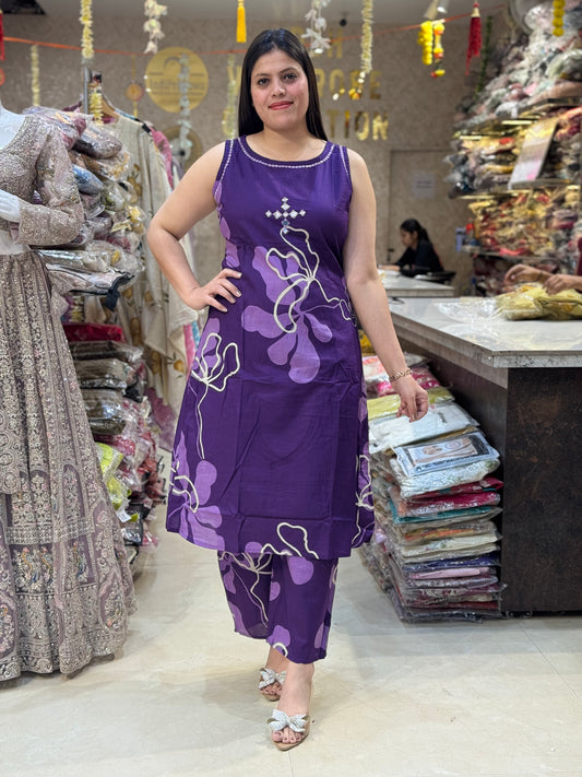 PURE COTTON BEAUTIFUL FLORAL PLAZO SUIT