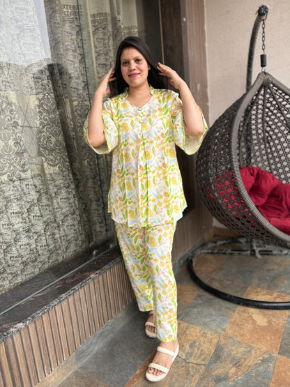 Indipehnawa Solid Printed Floral Pattern Tropic Thunder Co-ord Set (Cord 014)