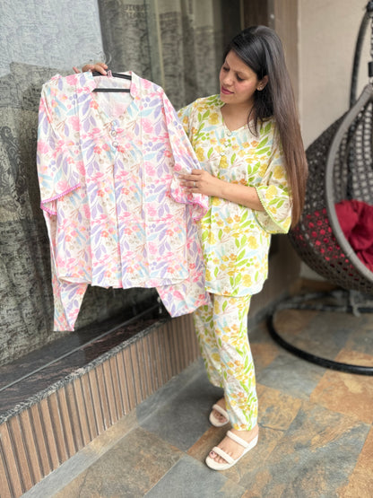 Indipehnawa Solid Printed Floral Pattern Tropic Thunder Co-ord Set (Cord 014)